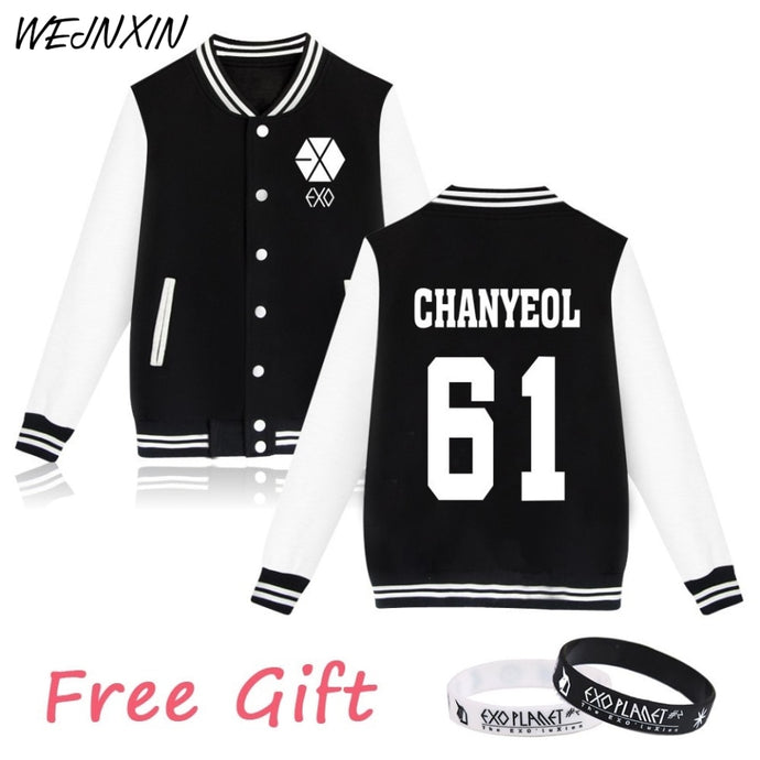 WEJNXIN Kpop Exo Fleece Hoodies Women Autumn Winter Women's Casual Long Sleeve Harajuku Sweatshirt Exo Fans Female Sudadera