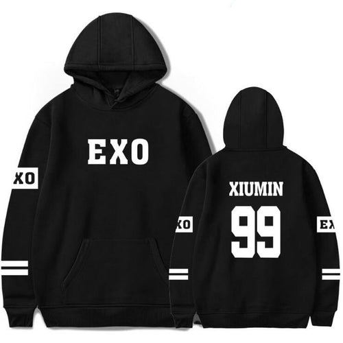Korean Kpop Exo Hoodies Men Women Harajuku Fleece Long Sleeve Pullover Hooded Sweatshirts Hip Hop Tracksuit Brand-Clothing 4XL