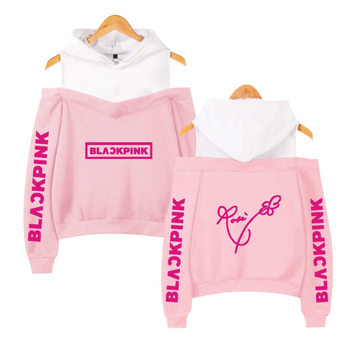 Frdun Tommy BLACKPINK in Women's Off-shoulder Sexy Girls Hoodies Sweatshirt Exclusive Kpop Casual Autumn Cool Hoodies Sweatshirt