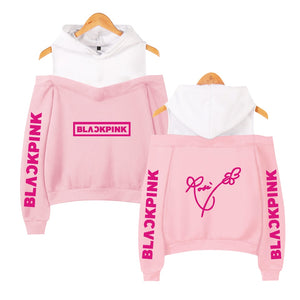 Frdun Tommy BLACKPINK in Women's Off-shoulder Sexy Girls Hoodies Sweatshirt Exclusive Kpop Casual Autumn Cool Hoodies Sweatshirt