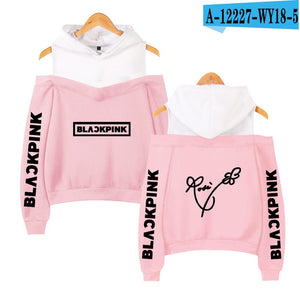 Frdun Tommy BLACKPINK in Women's Off-shoulder Sexy Girls Hoodies Sweatshirt Exclusive Kpop Casual Autumn Cool Hoodies Sweatshirt