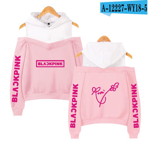 Frdun Tommy BLACKPINK in Women's Off-shoulder Sexy Girls Hoodies Sweatshirt Exclusive Kpop Casual Autumn Cool Hoodies Sweatshirt