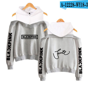 Frdun Tommy BLACKPINK in Women's Off-shoulder Sexy Girls Hoodies Sweatshirt Exclusive Kpop Casual Autumn Cool Hoodies Sweatshirt