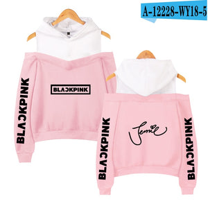Frdun Tommy BLACKPINK in Women's Off-shoulder Sexy Girls Hoodies Sweatshirt Exclusive Kpop Casual Autumn Cool Hoodies Sweatshirt