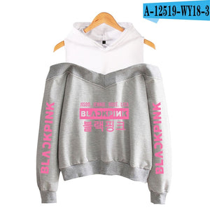 Frdun Tommy BLACKPINK in Women's Off-shoulder Sexy Girls Hoodies Sweatshirt Exclusive Kpop Casual Autumn Cool Hoodies Sweatshirt