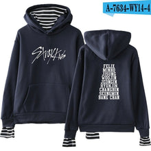 Load image into Gallery viewer, Kpop Stray Kids Fake Two Piece Hoodies Women Men Harajuku Hip Hop Sweatshirt Straykids All Member Names Printed Fleece Clothes