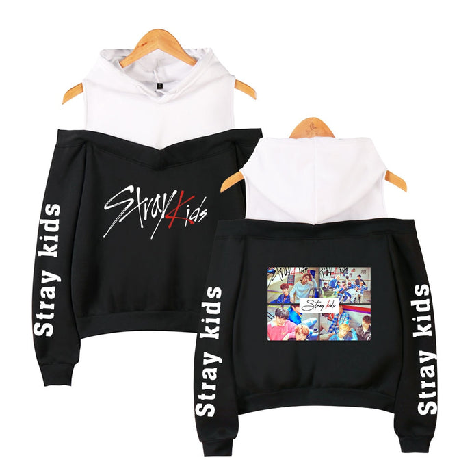 Frdun Tommy stray kids KPOP Off-shoulder Sweatshirt Women Fashion Hip Pop Printed Women Hoodies Highstreet Sweatshirt XS-2XL