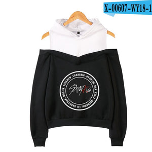 Frdun Tommy stray kids KPOP Off-shoulder Sweatshirt Women Fashion Hip Pop Printed Women Hoodies Highstreet Sweatshirt XS-2XL