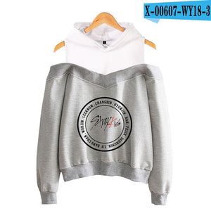 Frdun Tommy stray kids KPOP Off-shoulder Sweatshirt Women Fashion Hip Pop Printed Women Hoodies Highstreet Sweatshirt XS-2XL