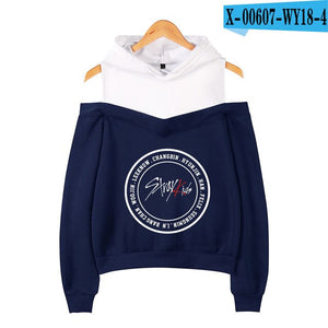 Frdun Tommy stray kids KPOP Off-shoulder Sweatshirt Women Fashion Hip Pop Printed Women Hoodies Highstreet Sweatshirt XS-2XL