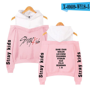 Frdun Tommy stray kids KPOP Off-shoulder Sweatshirt Women Fashion Hip Pop Printed Women Hoodies Highstreet Sweatshirt XS-2XL