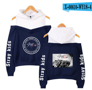 Frdun Tommy stray kids KPOP Off-shoulder Sweatshirt Women Fashion Hip Pop Printed Women Hoodies Highstreet Sweatshirt XS-2XL