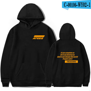 FADUN TOMMY ATEEZ Print Hooded Women and Men popular Clothes 2019 Harajuku Casual Hot Sale Hoodies Kpop sweatshirt Plus Size